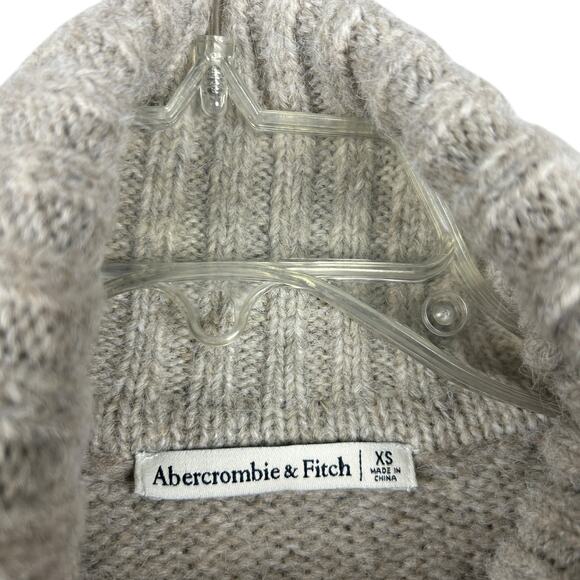 Abercrombie and Fitch Heathered Gray Wool Blend Turtleneck Ribbed Sweater Tee XS - Picture 4 of 6